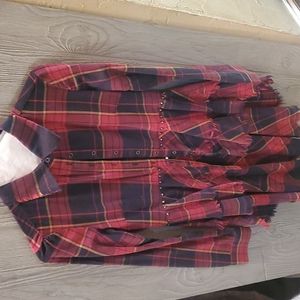 Plaid button blouse